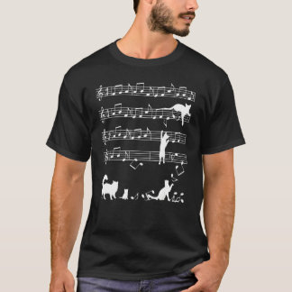 Music Notes And Cats Tie Dye Cats Playing T-Shirt
