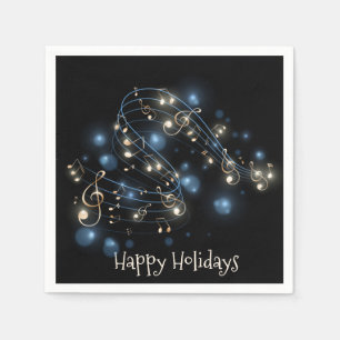 Music Notes and Christmas Lights Napkin
