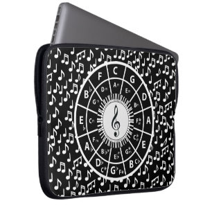 Music notes and circle of fifths design laptop sleeve