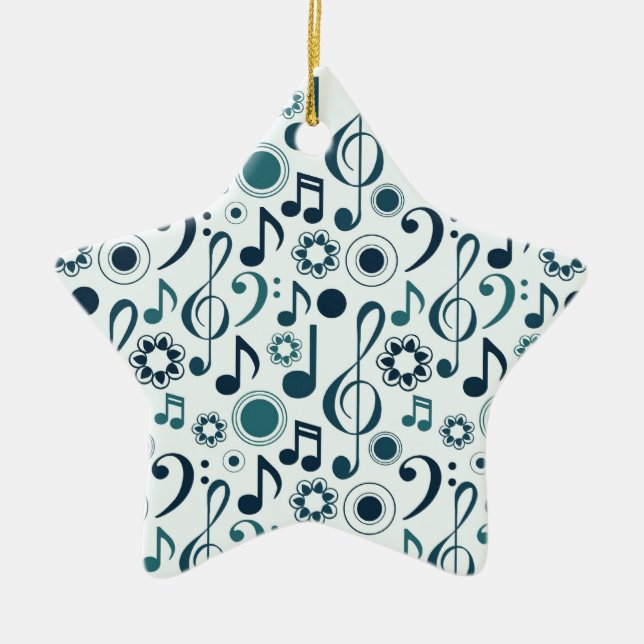 Music Notes and Clefs Ceramic Tree Decoration (Front)
