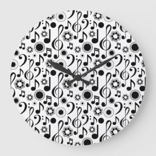 Music Notes and Clefs Large Clock
