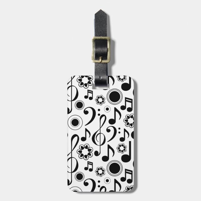 Music Notes and Clefs Luggage Tag (Front Vertical)