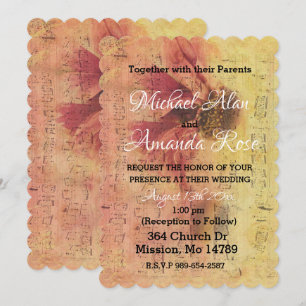 Music Notes and Daisy Wedding Invitation