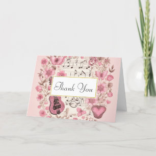 Music Notes and Flowers Retro Style