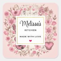 Music Notes and Flowers Retro Style Kitchen