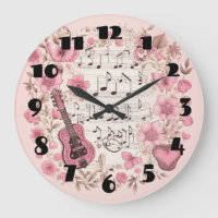 Music Notes and Flowers Retro Style