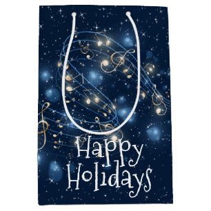 Music Notes and Holiday Lights  Medium Gift Bag