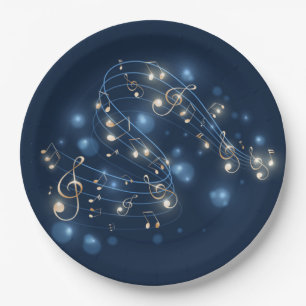 Music Notes and Holiday Lights Paper Plate