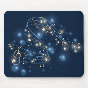 Music Notes and Lights On Blue Mouse Mat