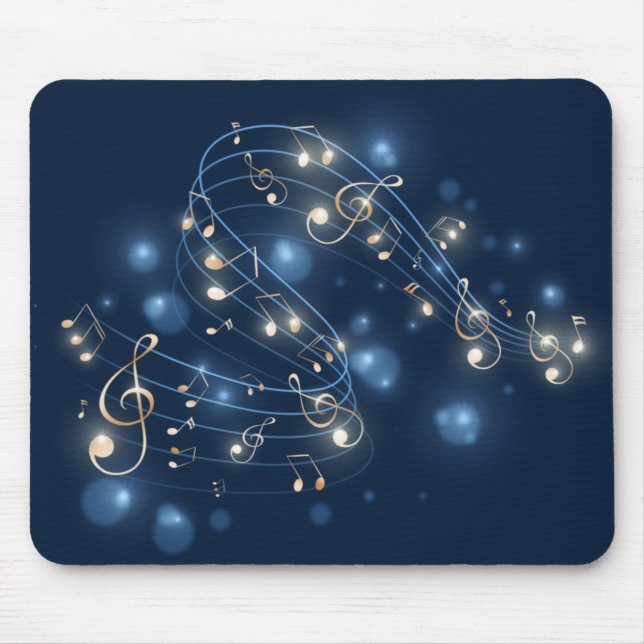 Music Notes and Lights On Blue Mouse Mat (Front)