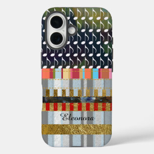 music-notes and stripes pattern cool iPhone 16 case