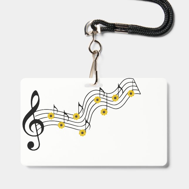 music notes  badge ID badge (Front with Lanyard)