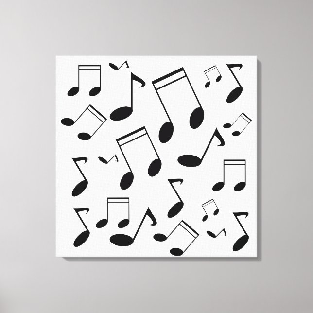 Music notes black canvas print (Front)