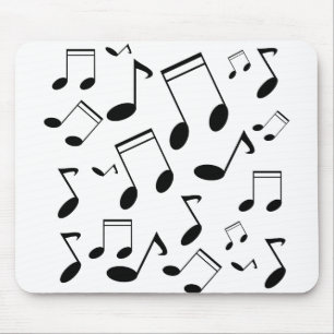 Music notes black mouse mat