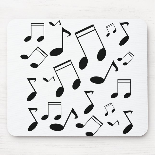Music notes black mouse mat (Front)
