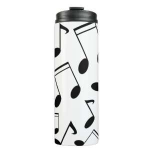 Music notes black thermal tumbler