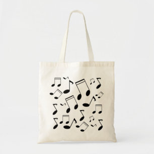Music notes black tote bag