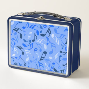 Music Notes Blue Metal Lunch Box
