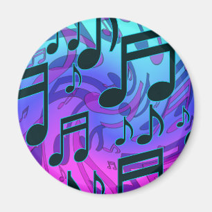 Music Notes Blue Purple Aqua Pattern Magnet