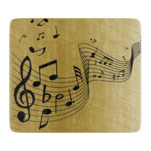 Music Notes Brushed Gold Cutting Board