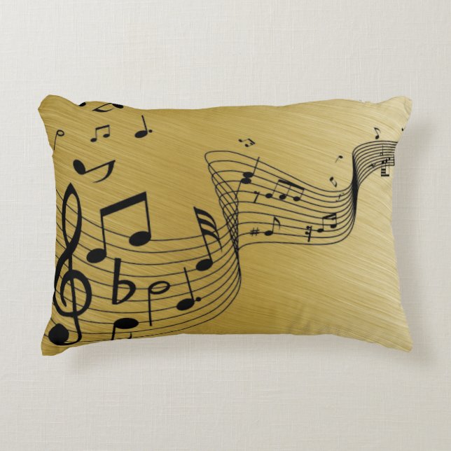 Music Notes Brushed Gold  Decorative Cushion (Front)