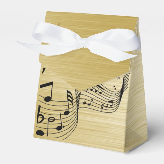 Music Notes Brushed Gold  Favour Box (Front Side)
