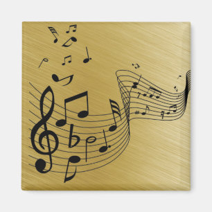 Music Notes Brushed Gold  Magnet