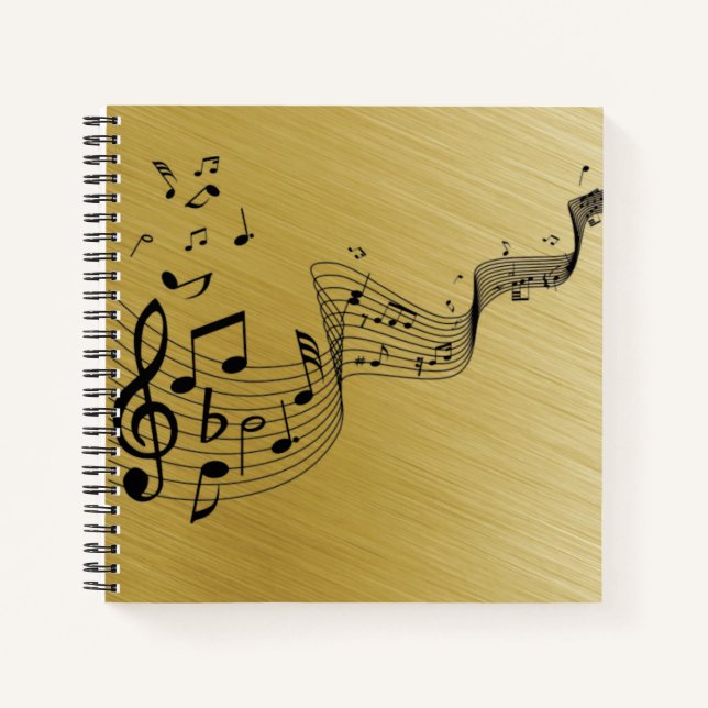 Music Notes Brushed Gold  Notebook (Front)