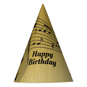 Music Notes Brushed Gold  Party Hat