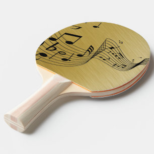 Music Notes Brushed Gold  Ping Pong Paddle