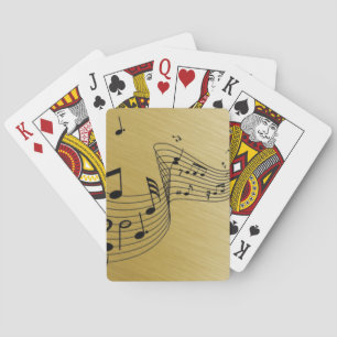 Music Notes Brushed Gold  Playing Cards
