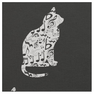 Music Notes Cat Lover - Minimalist Musician Fabric