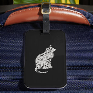 Music Notes Cat Lover - Minimalist Musician Luggage Tag