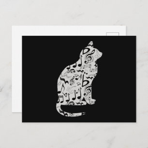 Music Notes Cat Lover - Minimalist Musician Postcard