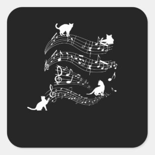 Music Notes Cats Musical Score Funny Kittens Square Sticker