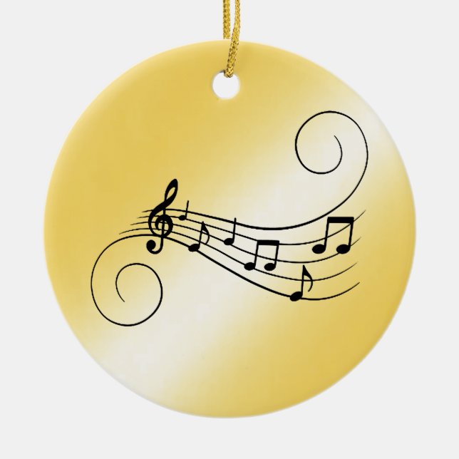 Music Notes Ceramic Tree Decoration (Front)