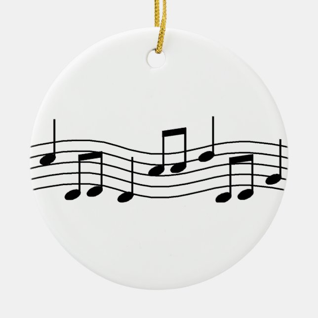 Music Notes Ceramic Tree Decoration (Front)