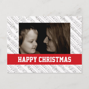 Music Notes Christmas Family Photo Postcard