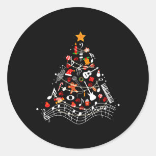 Music Notes Christmas Tree Musical Teacher Music X Classic Round Sticker