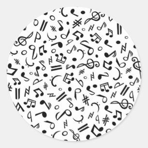 music notes classic round sticker