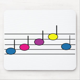 Music Notes Colorful Purple Blue Pink Yellow Mouse Mat