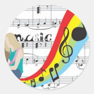 Music notes colors classic round sticker