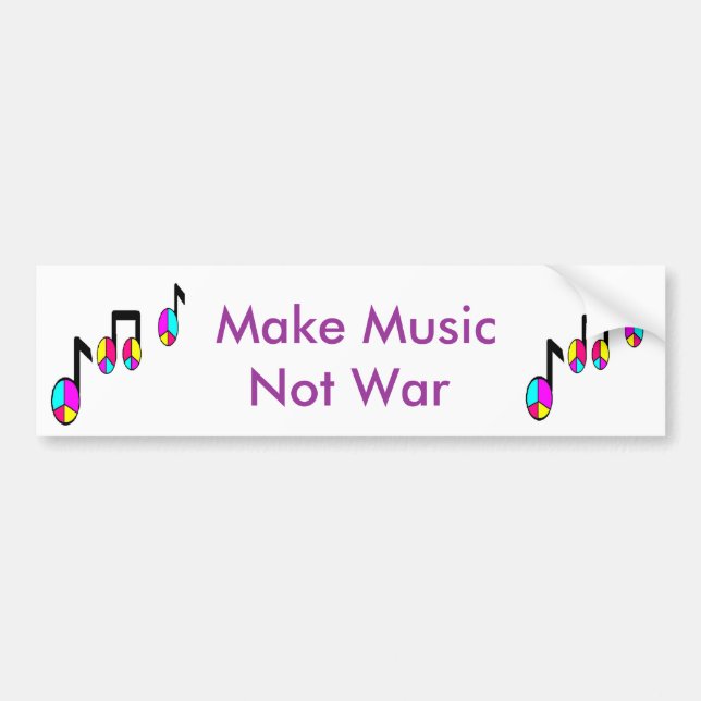 music notes colour, colour Make Music not war Bumper Sticker (Front)