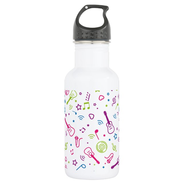 music notes coloured illustration 532 ml water bottle (Front)