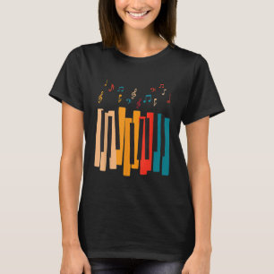 Music Notes Colourful Keyboard Piano Player Music  T-Shirt