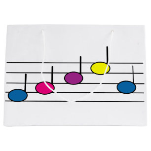 Music Notes Colourful Pretty Large Gift Bag