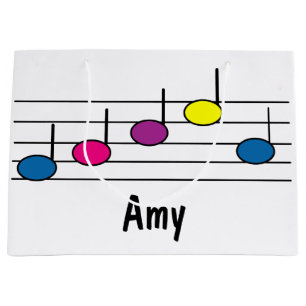 Music Notes Colourful Pretty Personalise Large Gift Bag