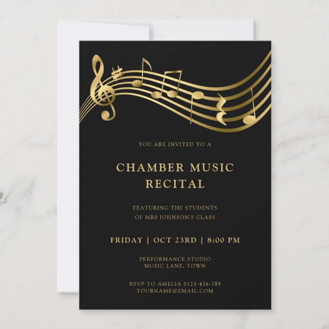 Music Notes Concert Template Elegant Invitation  (Front)