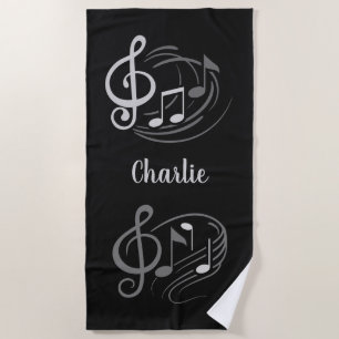 Music Notes custom name beach towel