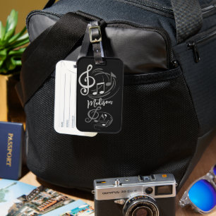 Music Notes custom name Luggage Tag